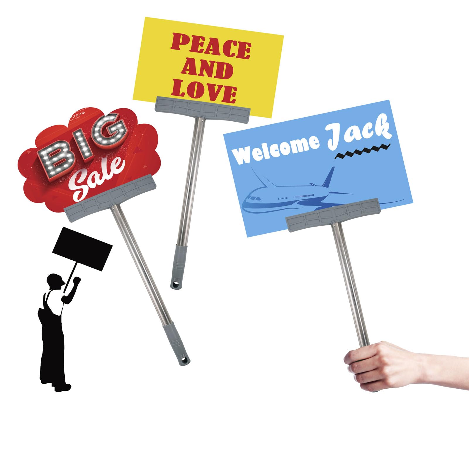 Snapklik.com : Stainless Steel Handheld Sign Holder, Professional ...