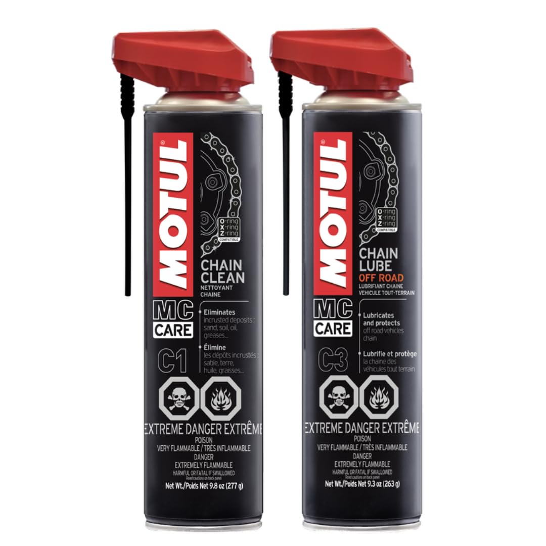 Chain Care Set – Chain Cleaner (C1) & Chain Lube Off-Road (C3), Motorcycle Maintenance Set, Safe for O-Ring Chains (111818, 111820)