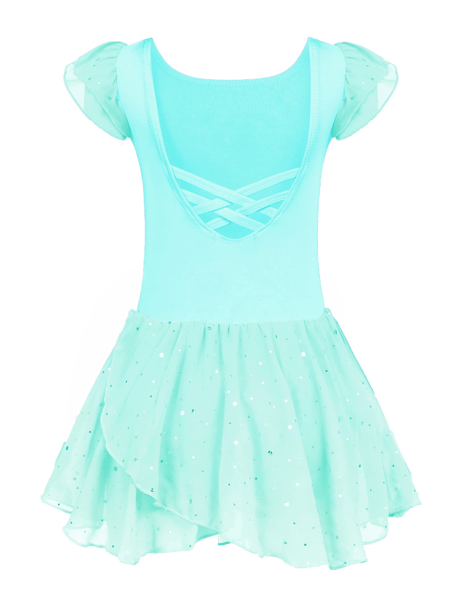 Arshiner Girls Ruffle Sleeve Ballet Dance Dress Tutu Skirted Leotard