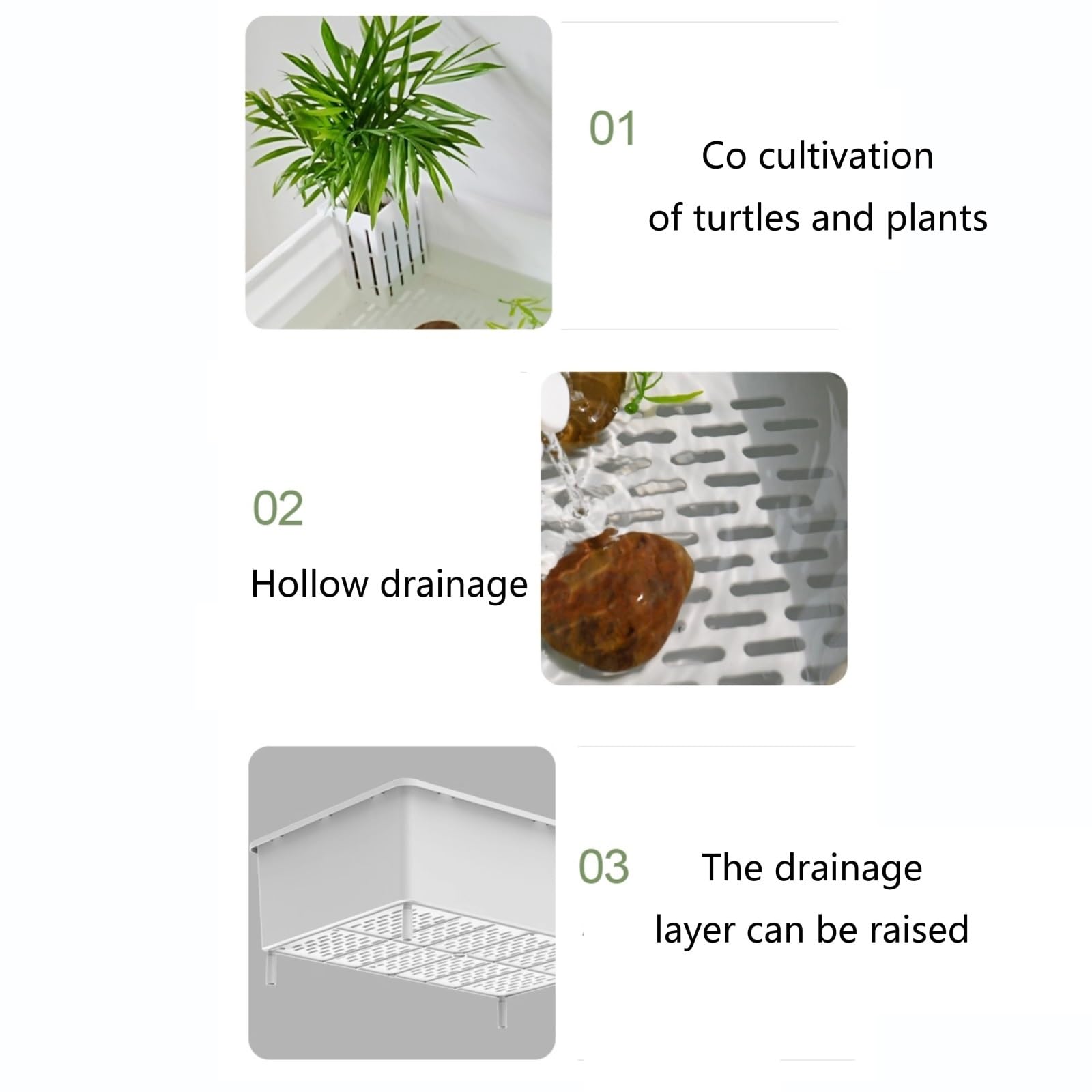 Siedlisko terrarium Zbiornik ekologiczny Turtle Dwuwarstwowy zbiornik toaletowy typu żółw z wydzielonym przeznaczeniem do użytku domowego Terrarium akwariowe(Duży)