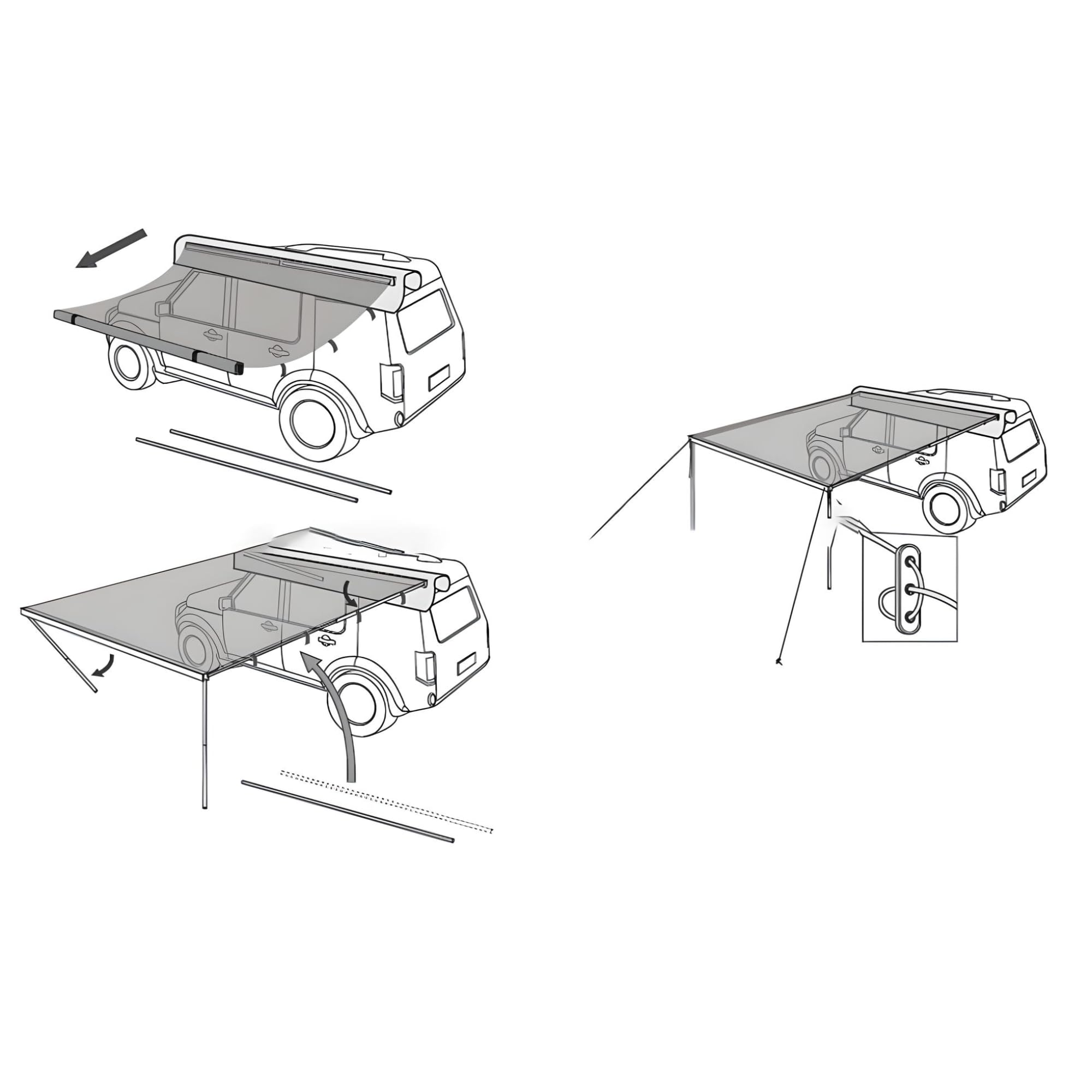 Khaki Automarkise/Zelt mit optionalen Vorzelt B:200xLx250xH200cm oder B:250xLx300xH200cm
