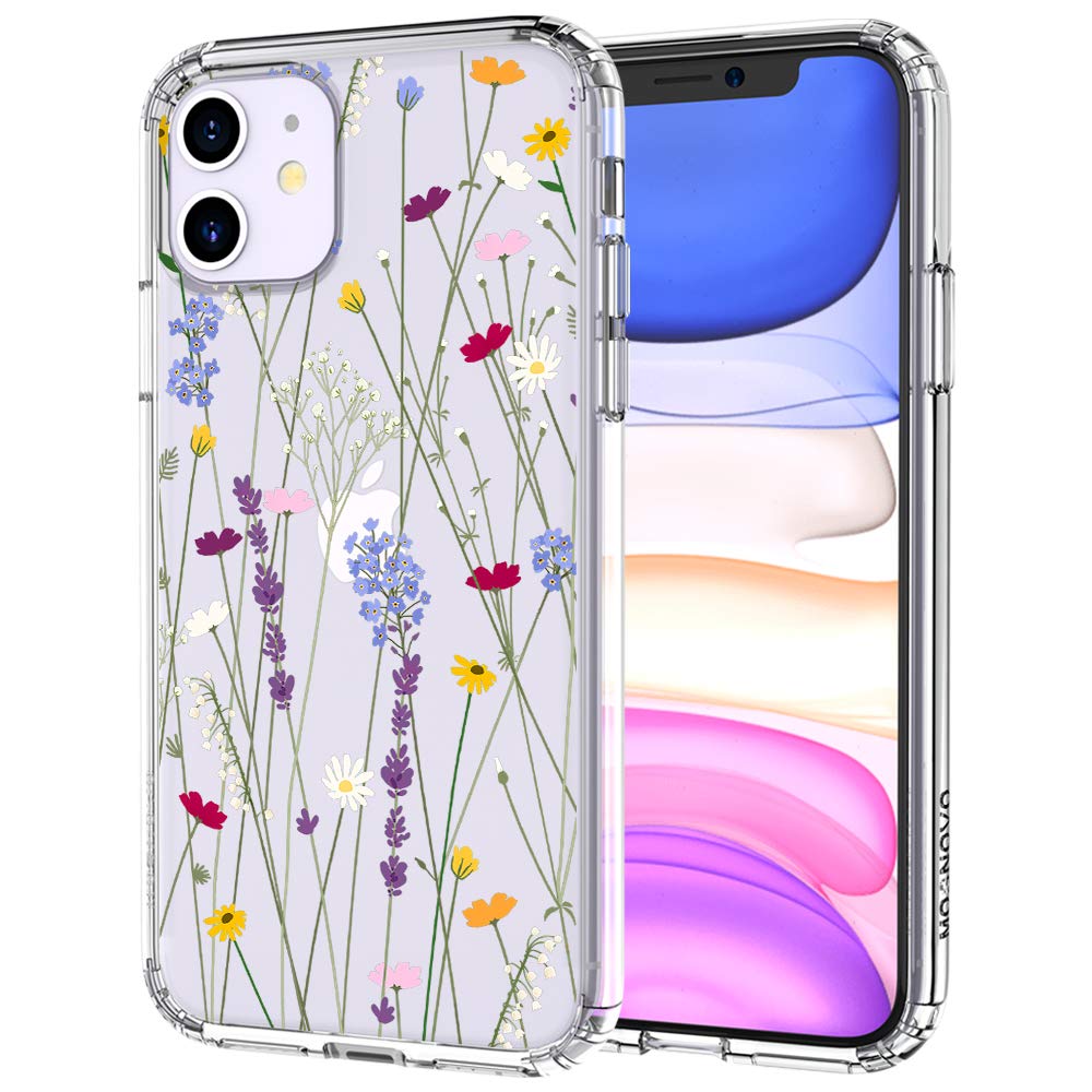 Amazon Com Mosnovo Summer Wildflower Floral Clear Case Design Transparent Plastic Hard Back Cases With Tpu Bumper Protective Case Cover For Iphone 11 Cell Phones Accessories