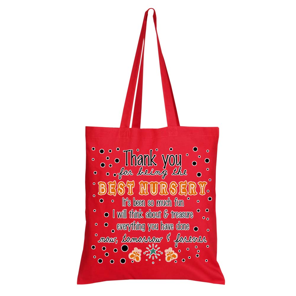 Getagift Thank You For Being The Best Nursery Teachers Day Themed Funny Tote Bag-Cotton Shopping Bag. (Red)