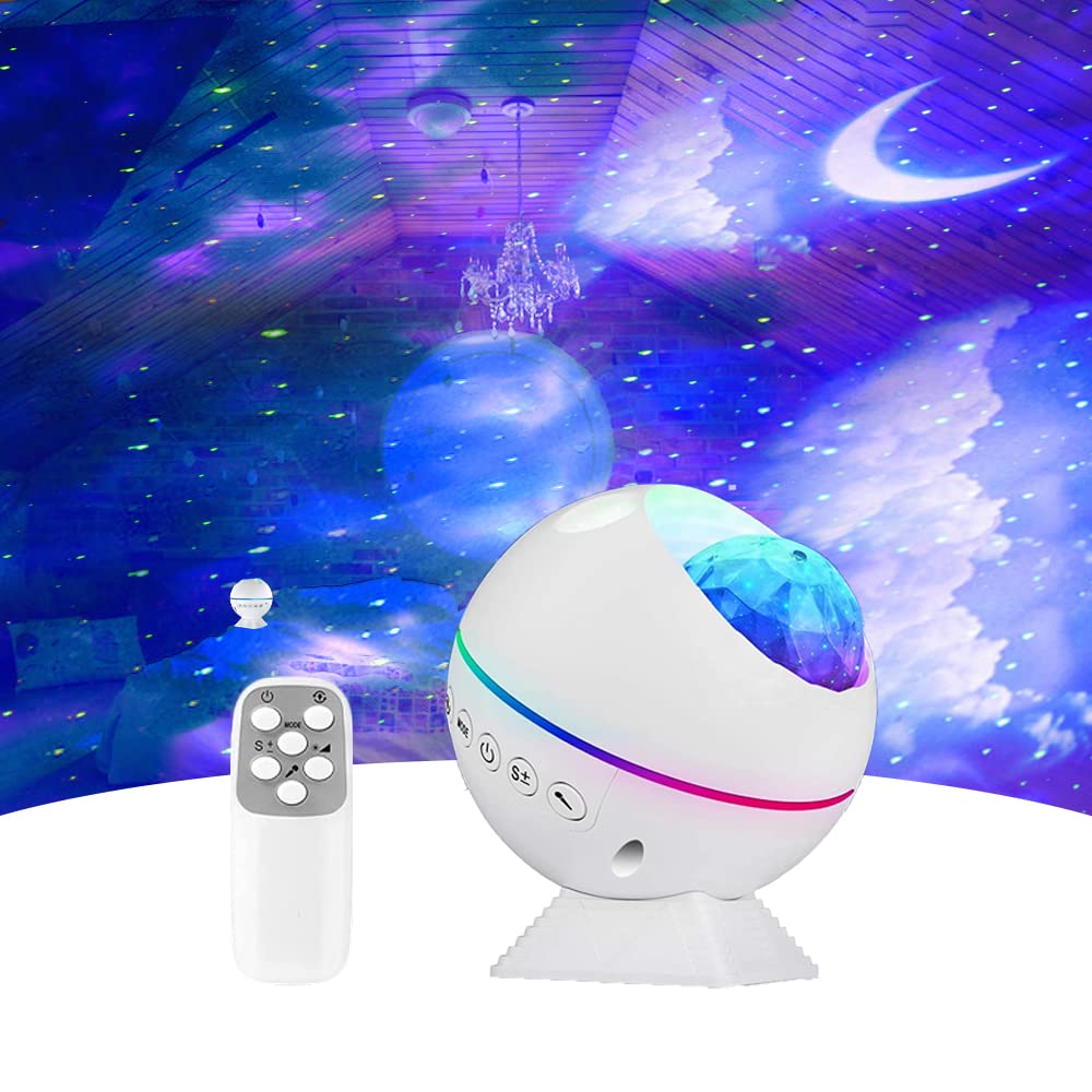 Night Light Projector Galaxy/Star Projector with Remote and Voice Control - Ocean, Moon, Nebula Cloud, Super Silent, 360° Magnetic - for Bedroom, Game Rooms, Car, Birthday Gifts, Party Decoration