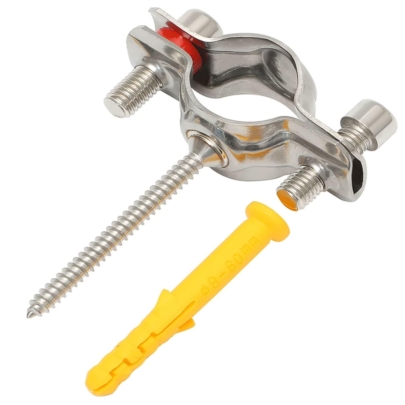 Esmen Uae One Color 304 Stainless Steel Fixed Pipe Bracket With Expansion Screw 4 Pack Pipe Clip And Water Pipe Clamp With Sleeve Anchor Tube Fittings(Φ25-28,No Rubber)