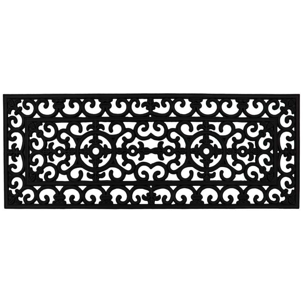 Jvl  Black Lexi Rubber Patio Doormat in Size 45x120cm, Sports Direct