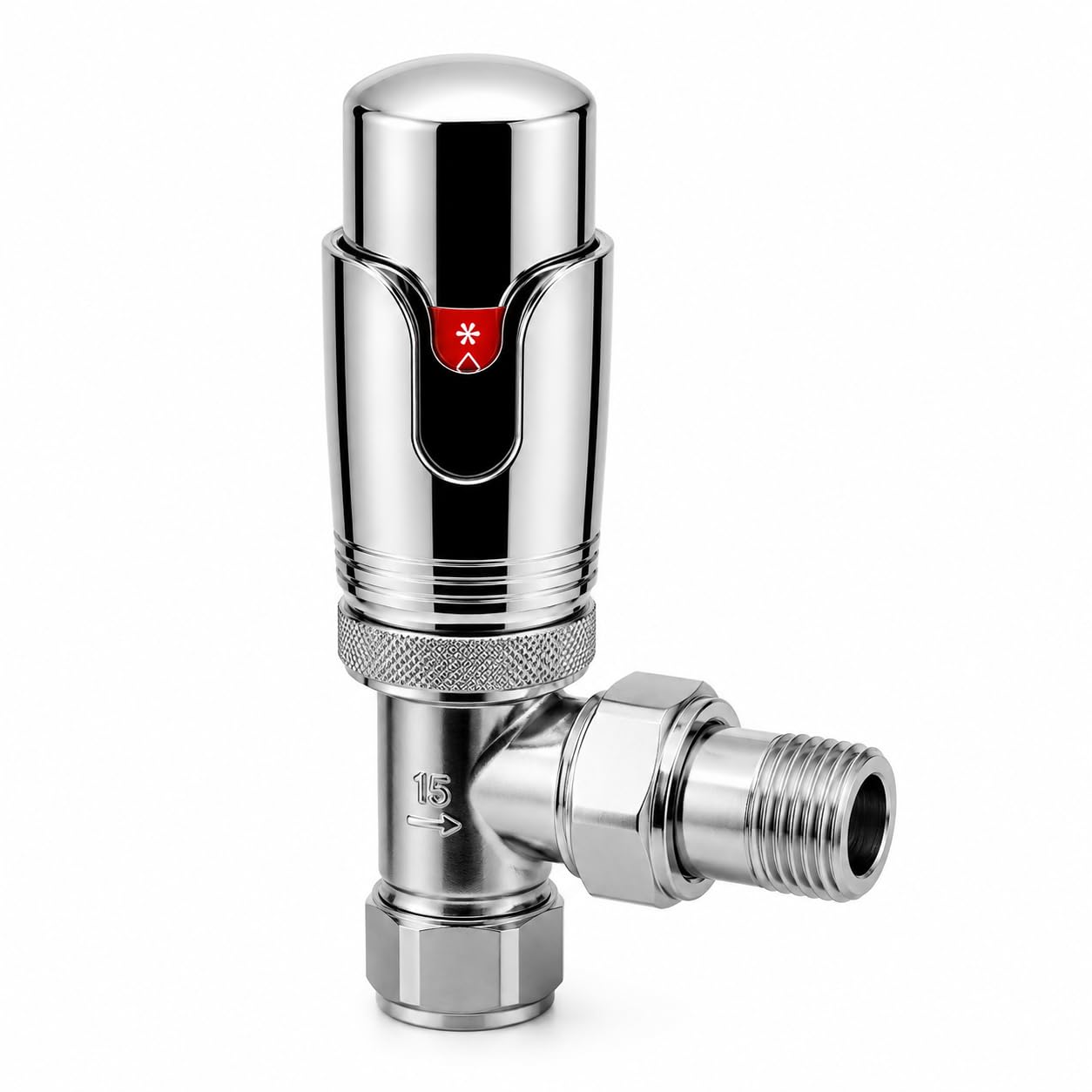 Kartell K-Therm Thermostatic Radiator Valves 15mm for Radiators and Heated Towel Rails (1, Chrome Angled)