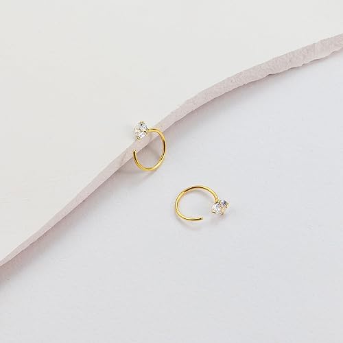 Miniatura 4 de Sereney Half Hoop Earrings for Women 14k Gold Filled Sterling Silver Huggie Earrings,Hypoallergenic small gold stud earrings for girls,Huggie Hoop