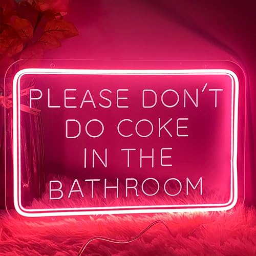 Letrero de neón con texto en inglés Please Dont Do Coke in The Bath para decoración de pared, diseño de talla artística 3D, para interiores, disponible en Yaxa Venezuela