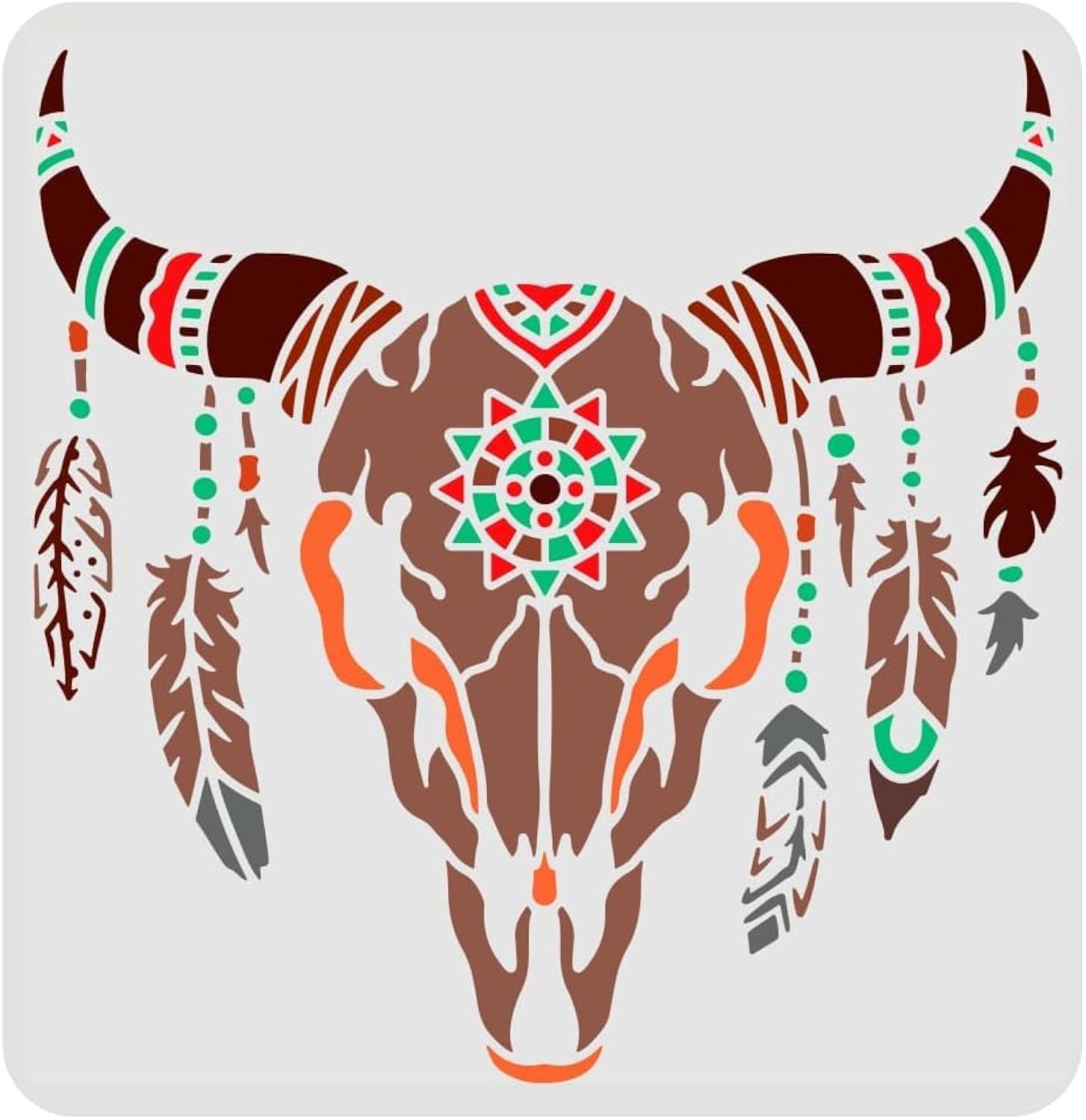 amazon-com-fingerinspire-cow-skull-stencils-template-11-8x11-8inch-plastic-feathered-bull-head-drawing-painting-stencils-animal-skull-pattern-stencils-for-painting-on-wood-floor-wall-and-tile-arts-crafts-sewing