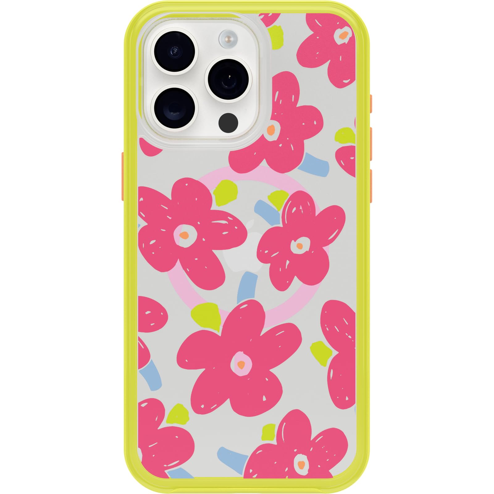 OtterBox Cover per Apple iPhone 15 Pro Max Symmetry Clear MagSafe, resistente a shock e cadute fino; sottile, testata 3x norme MIL-STD 810G, Whimsy Bloom