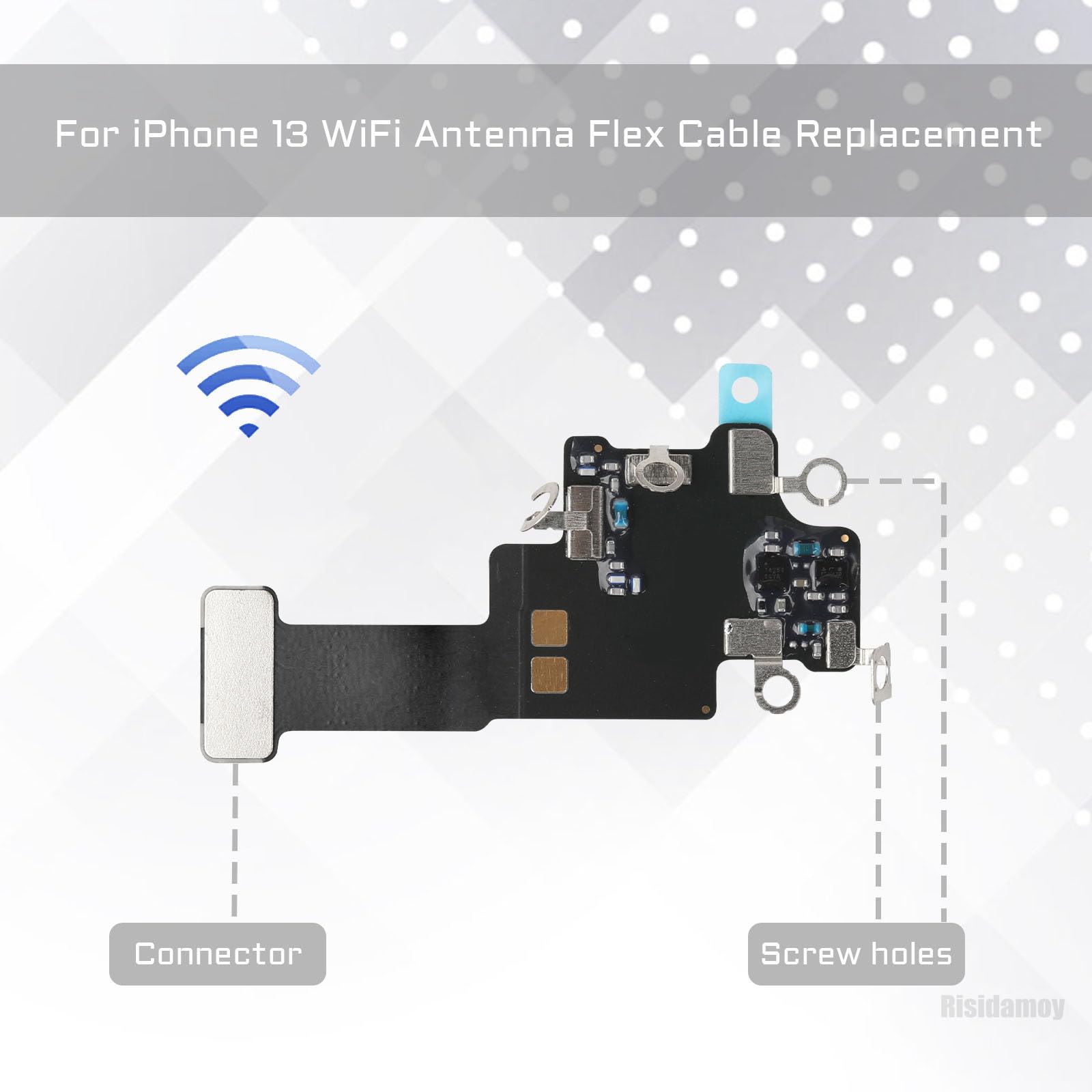 Risidamoy for iPhone 13 WiFi Signal Antenna Flex Cable Replacement for iPhone13 WLAN Diversity Antenna Part with Repair Tool Screwdriver and Suction Cup A2631 A2633 A2634 A2635 A2482