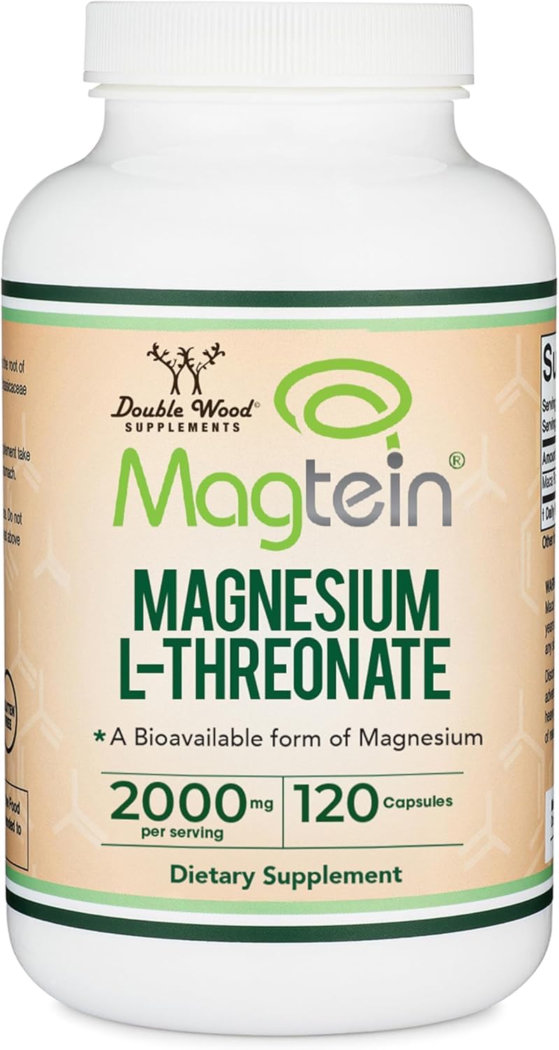 Magnesium L-Threonate 2,000mg Per Serving Magtein, Sleep Support, 120 Caps 120 Count (Pack of 1)