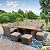 MEETWARM 7 Pieces Wicker Patio Furniture Set Outdoor Conversation Set All Weather Rattan Sectional Sofa Couch Garden Dining Table Chair Set with Ottoman (Brown)