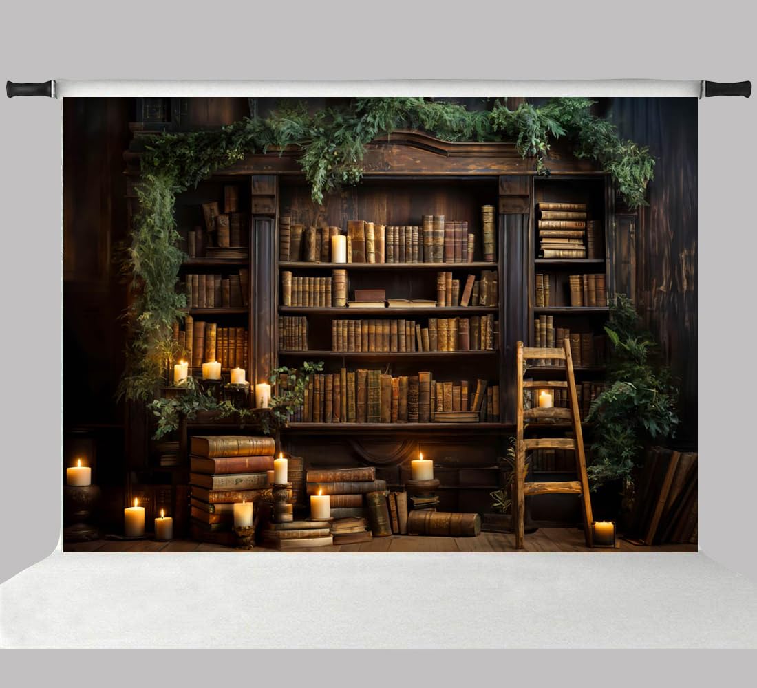 Kate 7x5ft Interior Bookshelf Ancient Books Photo Backdrops for Photography Retro Wooden Study Photographic Background