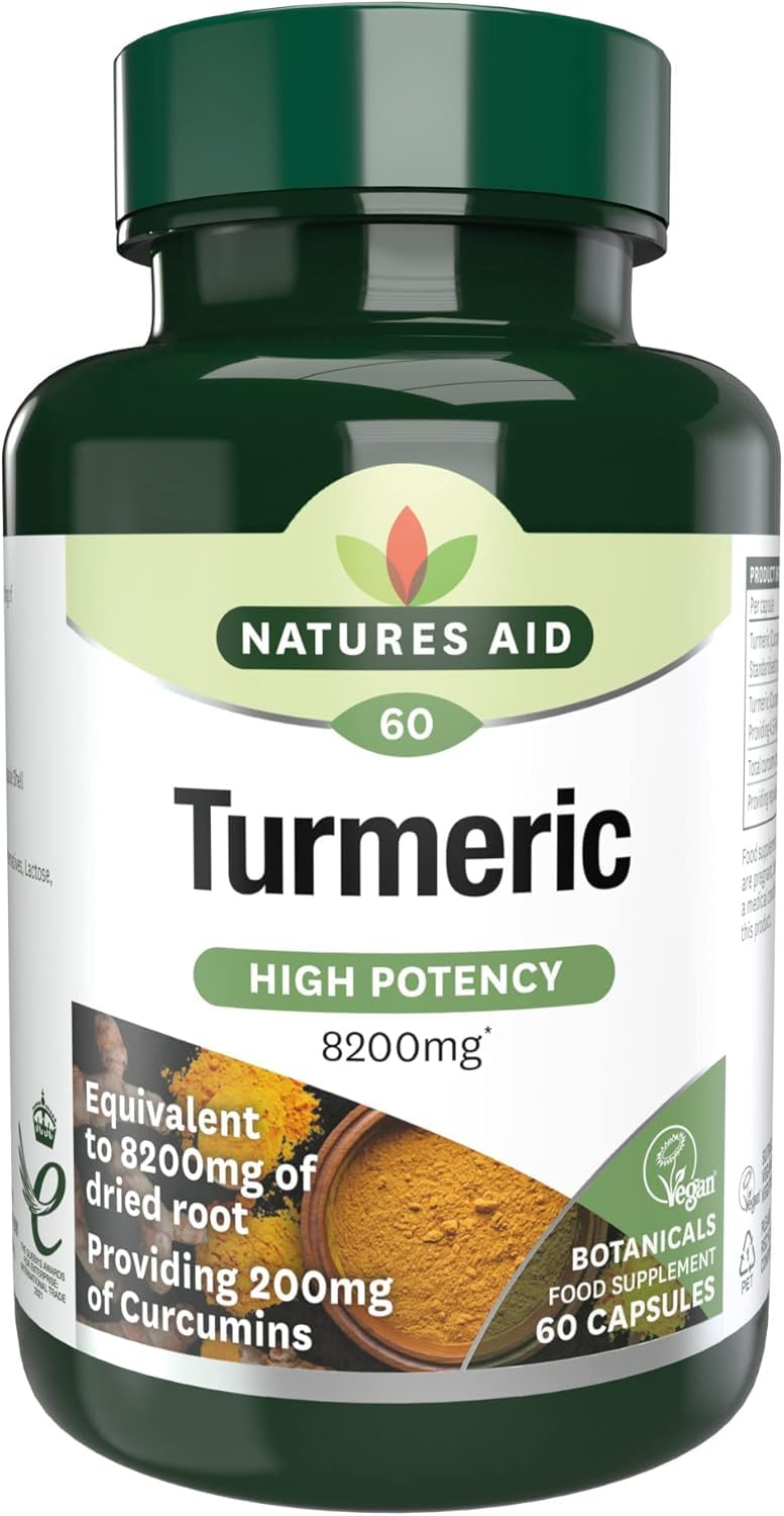 Turmeric 8200mg – High Strength Curcumin 200mg – Dried Root Whole Herb Extract – Supports Joint & Immune Health – Vegan, Non-GMO, Gluten-Free – 60 Capsules