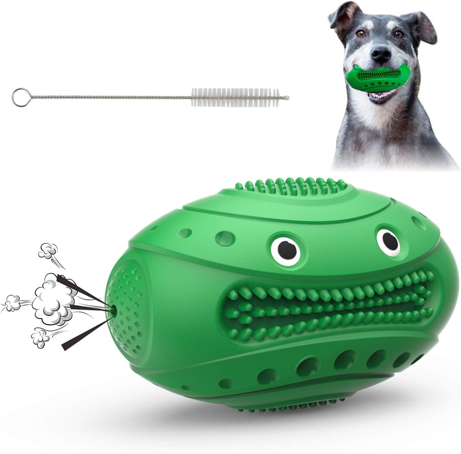 Dog Toys for Aggressive Chewers Large Breed, Pawcute Dog Chew Toys Durable Squeaky Toys Indestructible Rubber Dog Toothbrush for Medium…