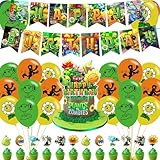 Plants Game Party Decorations,Players PVZ Birthday Party Supplies Includes Banner - Cake Topper - 24 Cupcake Toppers - 18 Balloons