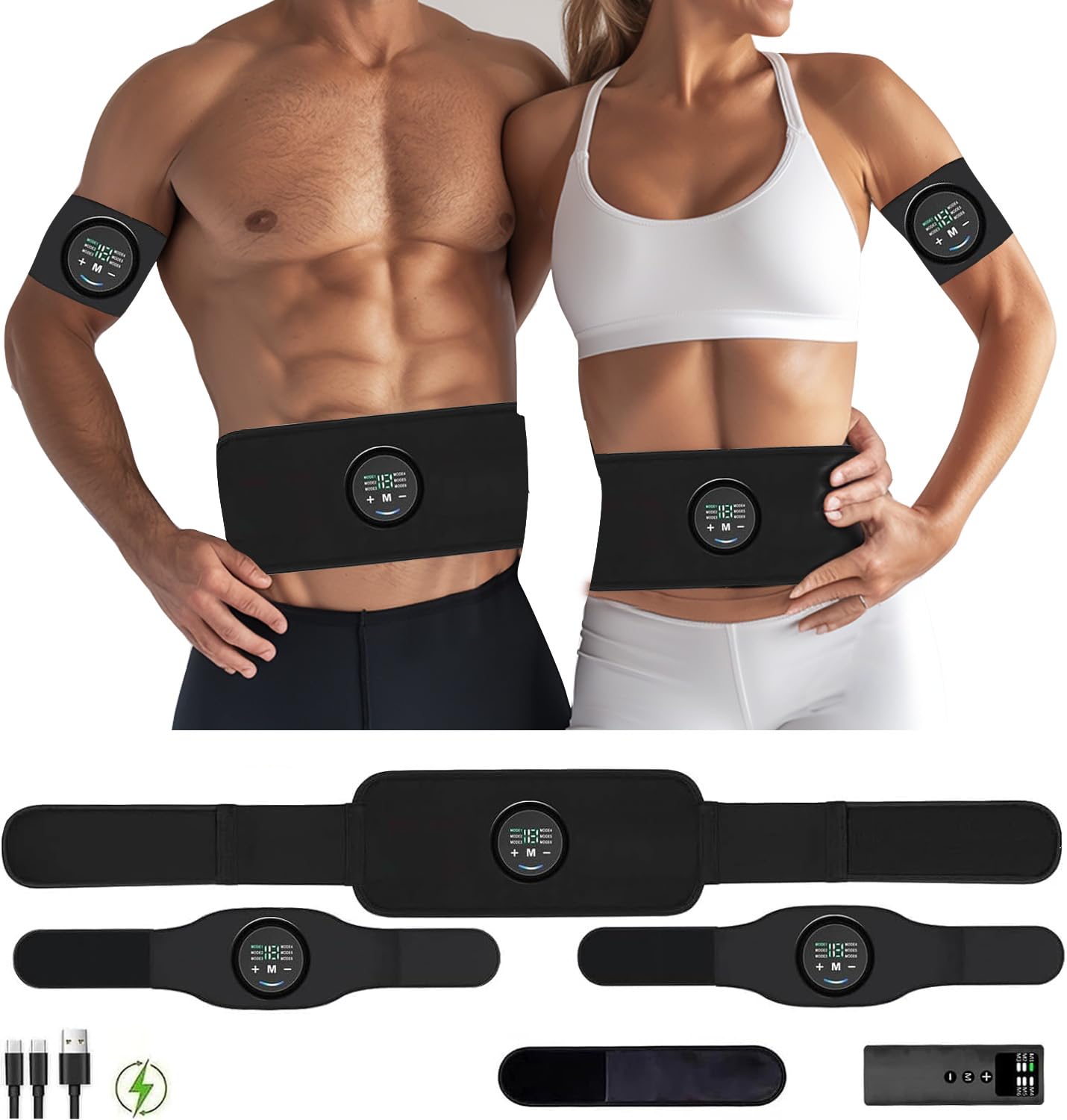 EMS Bauchmuskeltrainer Elektrisch, EMS Trainingsgerät, Stimulationsgerät Bauchmuskeln - 10 Stimulation Bereiche, 20 Trainingsmodi für Bauch, Arm, Bein-Fitness…