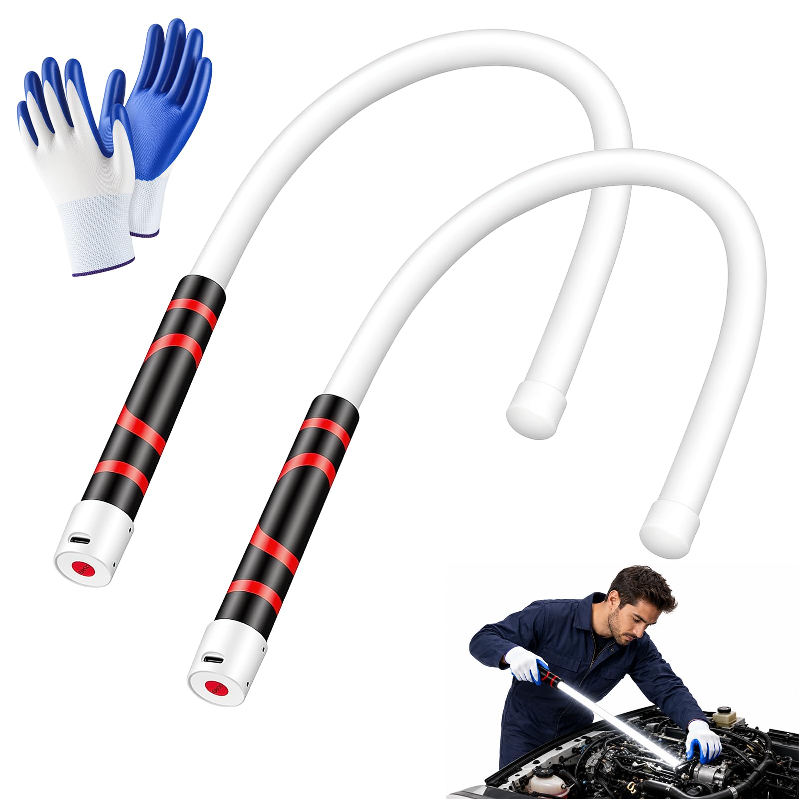 2 Stück LED Arbeitsleuchte, 73cm Flexible Wiederaufladbare Werkstattlampe