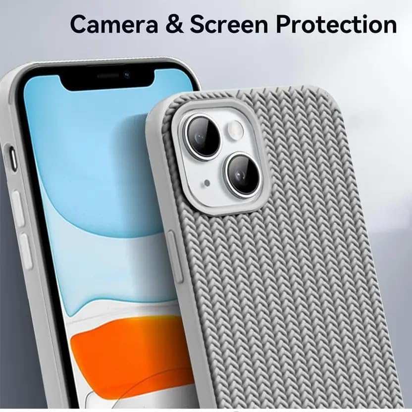 Image of Compatible with iPhone 13 Mini | Premium Textured Microfiber Candy Protective Case | Shock-Absorbing Back Cover with Enhanced Camera Guard (Gray)