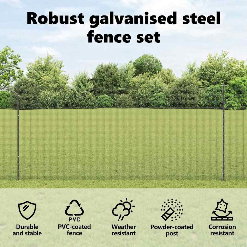 vidaXL Ogrodzenie z drutu spawanego z słupkami 10 x 1,4 m Szary Siatka
