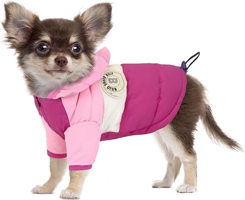 Miniatura 10 de Chaleco de invierno para perros pequeños, niños y niñas, chaquetas con capucha para cachorros, sudadera con capucha para perrito, ropa de invierno
