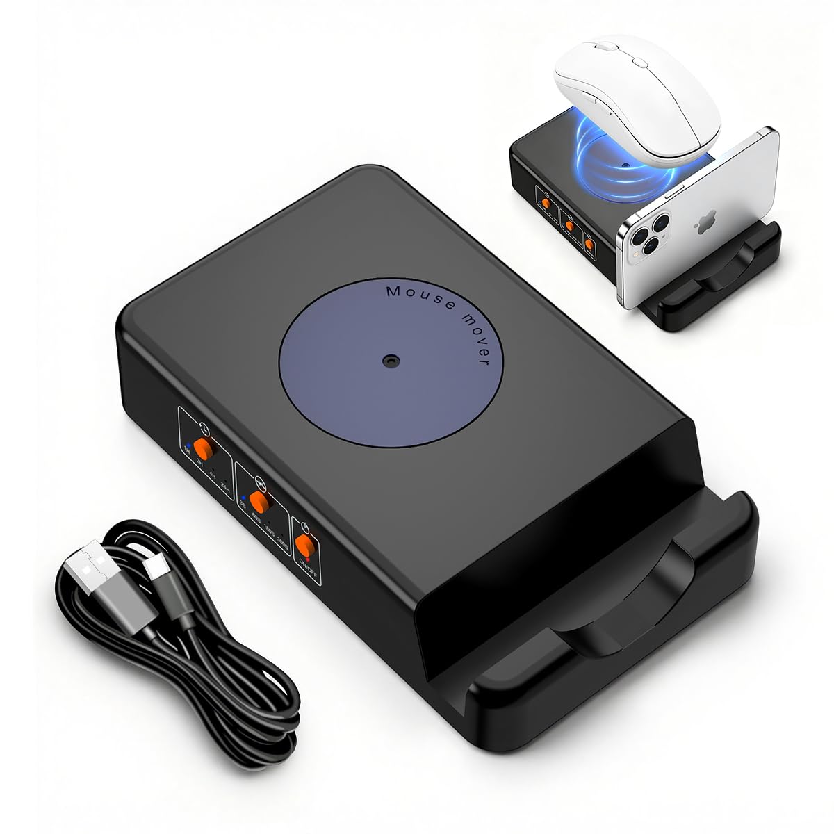 ZORBES® USB Mouse Jiggler with Turntable, Integrated Phone Holder Design Automatic Mouse Mover Device to Keep PC Awake for Windows Mac and Linux, Most Optical Mice Compatibility-picture-10