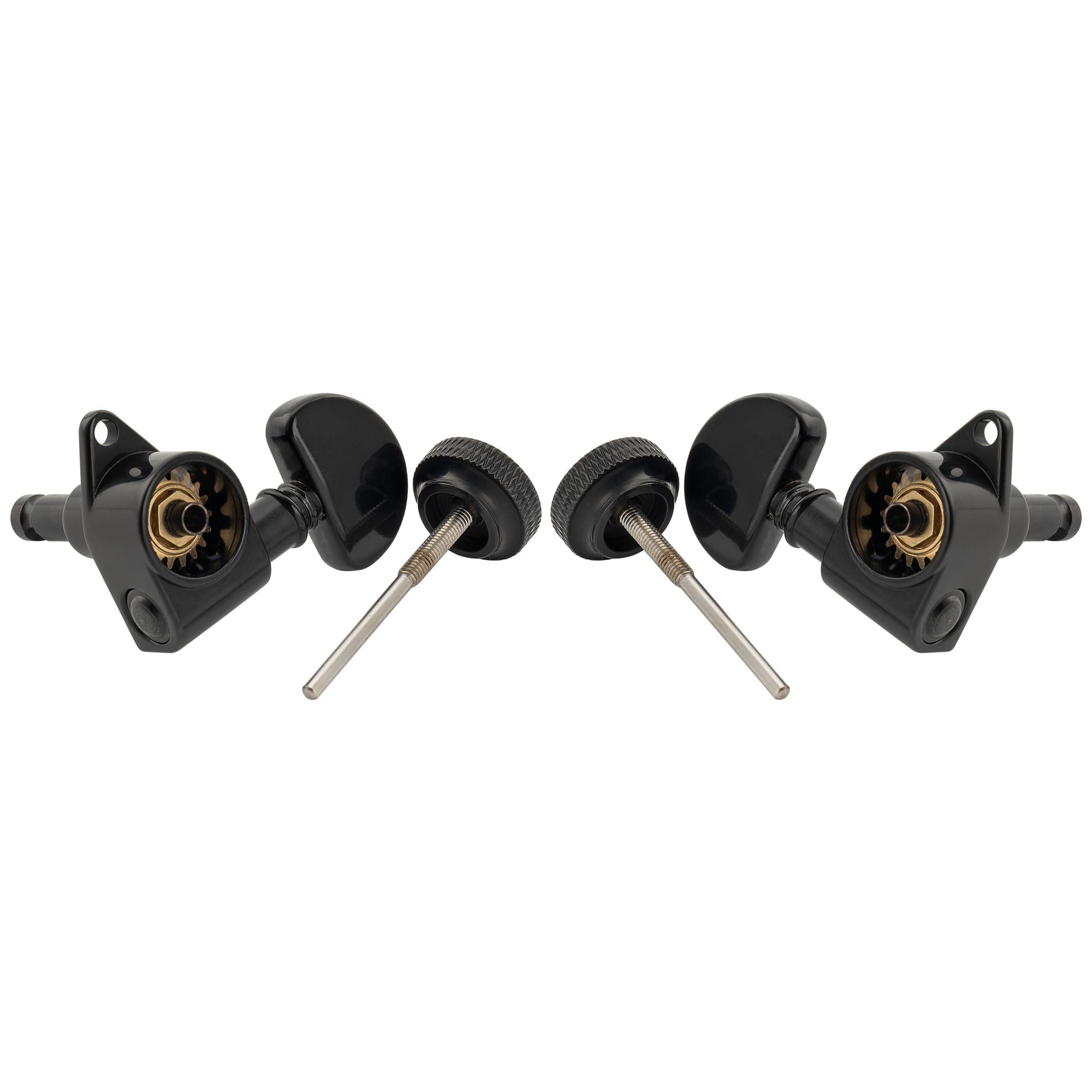Musiclily Pro R18K 3R3L Clavijas de Afinación Bloqueo 18:1 Ratio Clavijeros Bloqueantes con Botón Media Luna Tornillo 90° para Guitarra Eléctrica Acústica, Negro