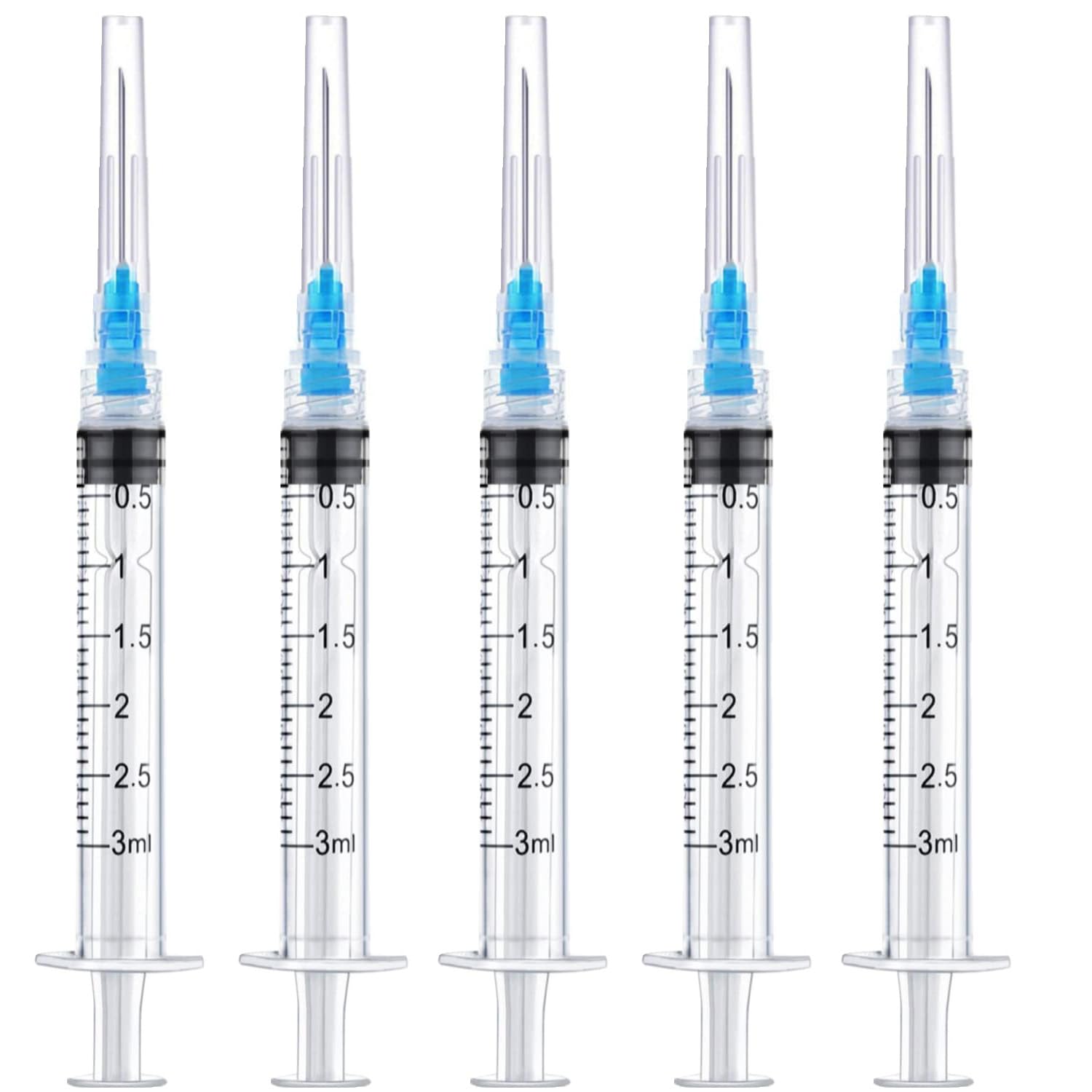50 Pack 3ml/cc Disposable Luer Lock Lab Syringes with 23Ga 1.0 Inch Needle , Individually Sealed Packed