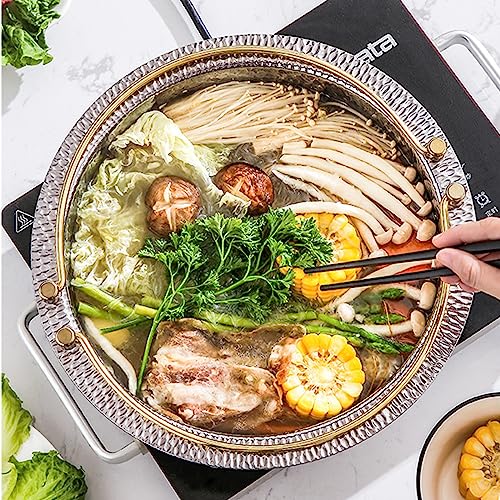 IUokLU Japanese Sukiyaki Pot 304 Stainless Steel Hot Pot Shabu Shabu Pan 22/24/26/28/30cm Hotpot Compatible with Induction Gas Stove for Noodles Ramen Snacks Dumplings (Gold 20cm) - Image 7