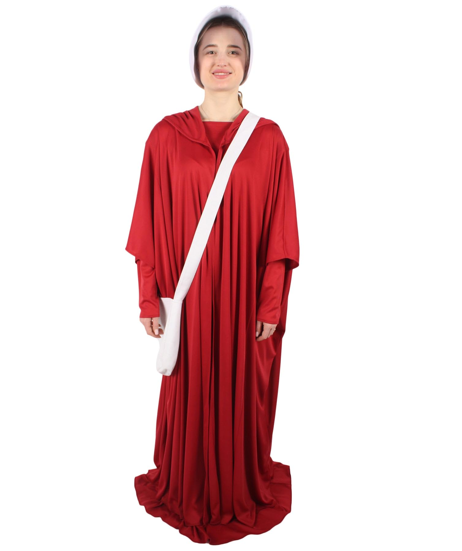 Hpo Halloween Party Online Women's Red & White Hpo Adult Handmaid Costume Set Includes Dress And Matching Robe Costume Flame Retardant Synthetic Fabric - Xl