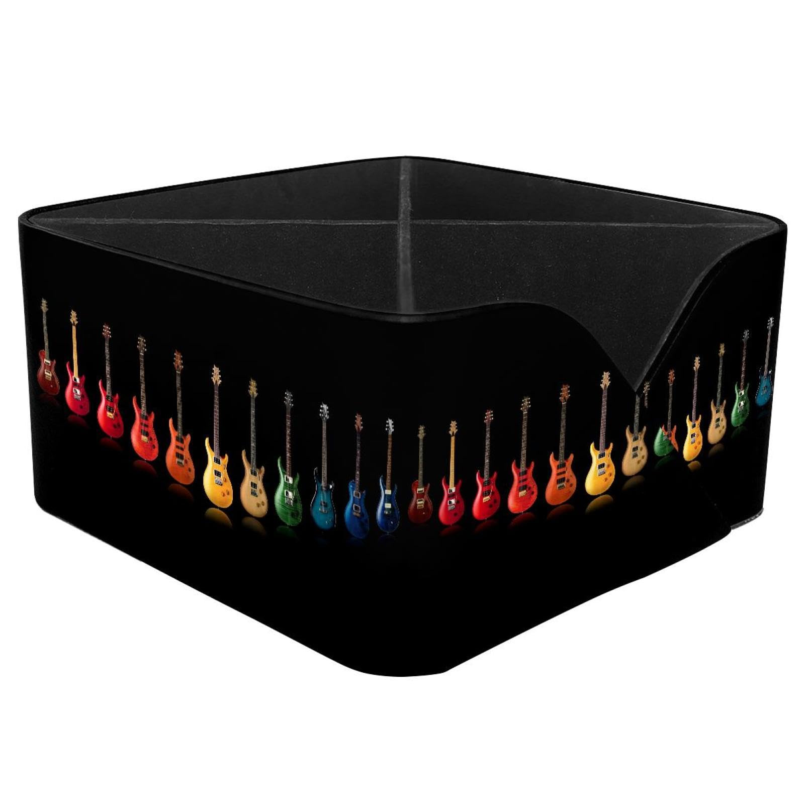 KengjuTesu Colorful Guitars Desktop Organizer Pen Holder, Rectangular Pencil Cup for Office, Study and Makeup Stations