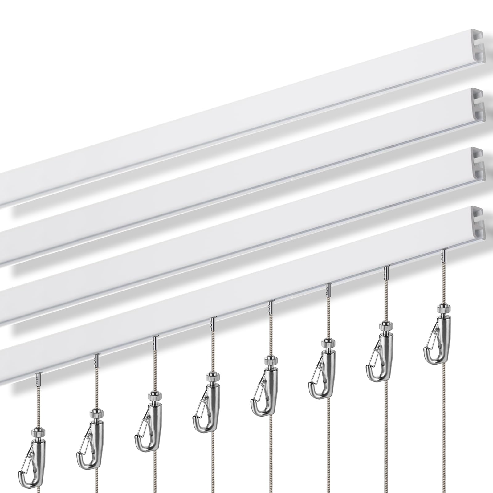 Amazon | ピクチャーレール 4M ホワイト レール ワイヤーロープ