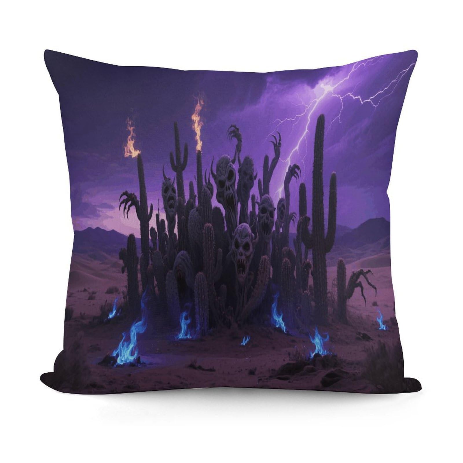 VstaDank Gothic Cactus Pillow Cover with Invisible Zipper Square Throw Pillowcase Plush Couch Sofa Pillow Case 18x18 Inch Decorative Throw Cushion Covers for Sofa Living Pillowcover