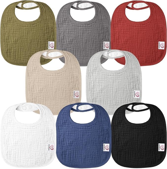 Muslin Baby Bibs 8 Pack 100% Cotton Baby Bandana Drool Bibs for Unisex Baby Girls Boys Toddlers Drooling and Teething