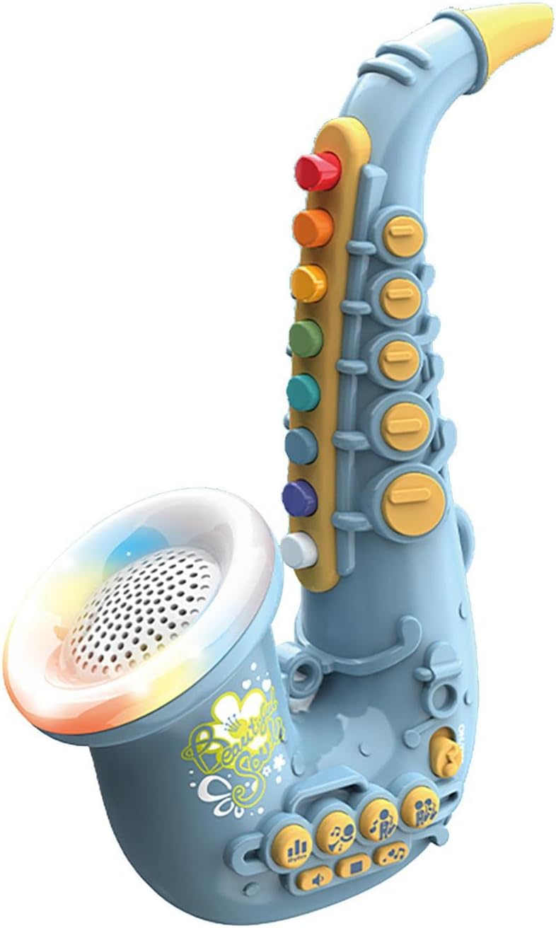 Toy Saxophone, Clarinet Musical Instrument, Musical Toy and Sound Early Educational Toys Musical Instrument Toy, Music Simulation Mini Saxophone with Dynamic LED Lights and Music Functions (B)