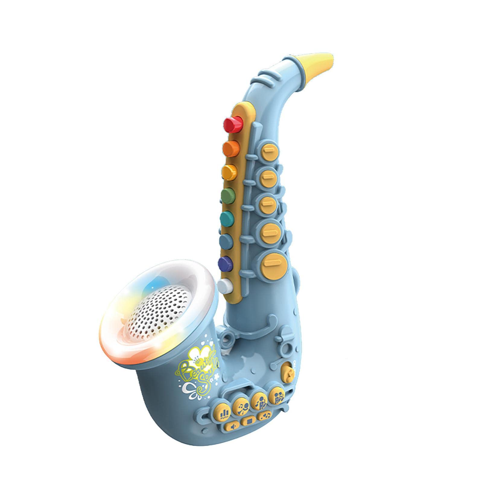 Toy Saxophone, Clarinet Musical Instrument, Musical Toy and Sound Early Educational Toys Musical Instrument Toy, Music Simulation Mini Saxophone with Dynamic LED Lights and Music Functions (B)