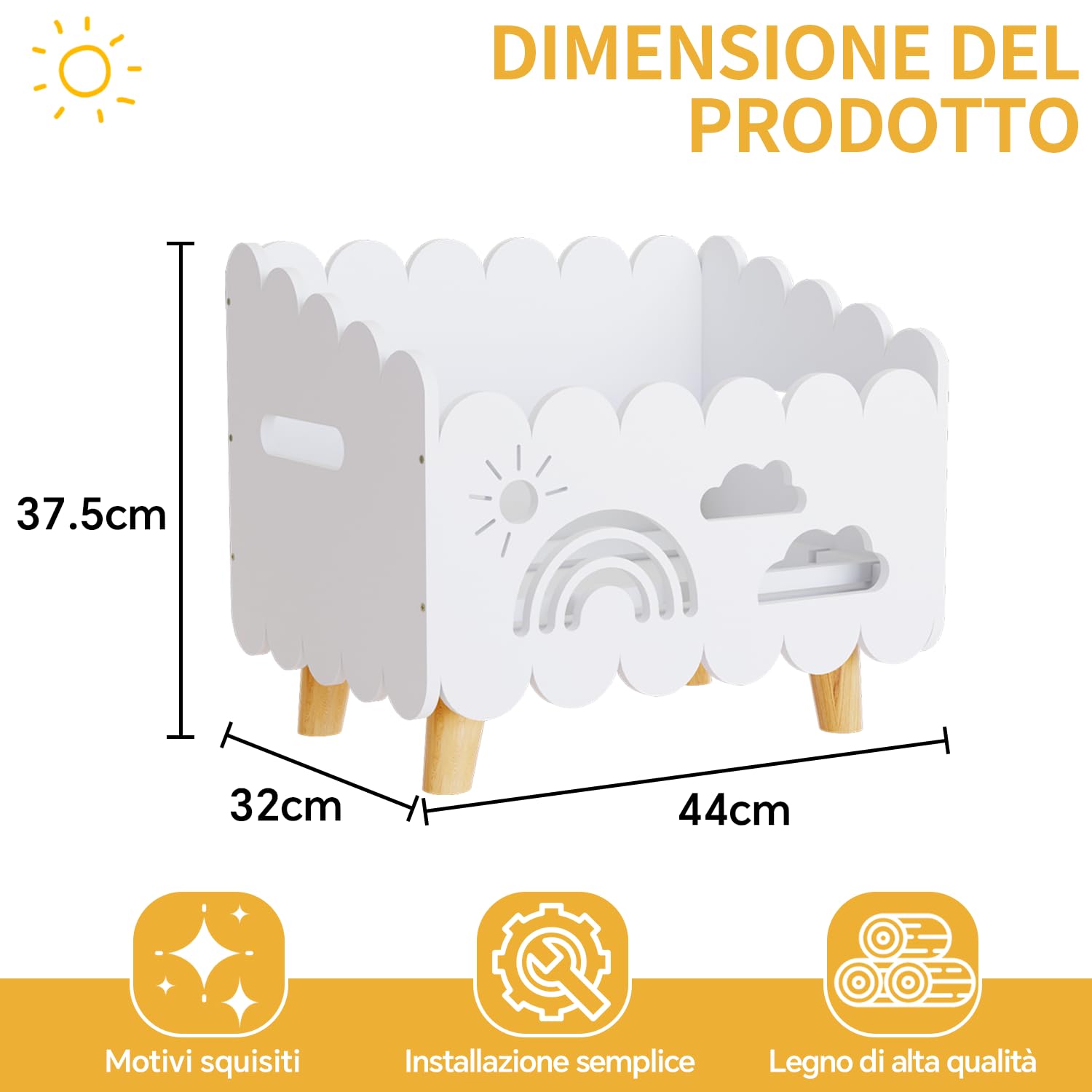 Libreria Montessoriana per Bambini Legno, Porta Libri Contenitore Giochi da Terra, per Cameretta Bambini e Stanza dei Giochi, Scatola Porta Oggetti, Espositore Libri
