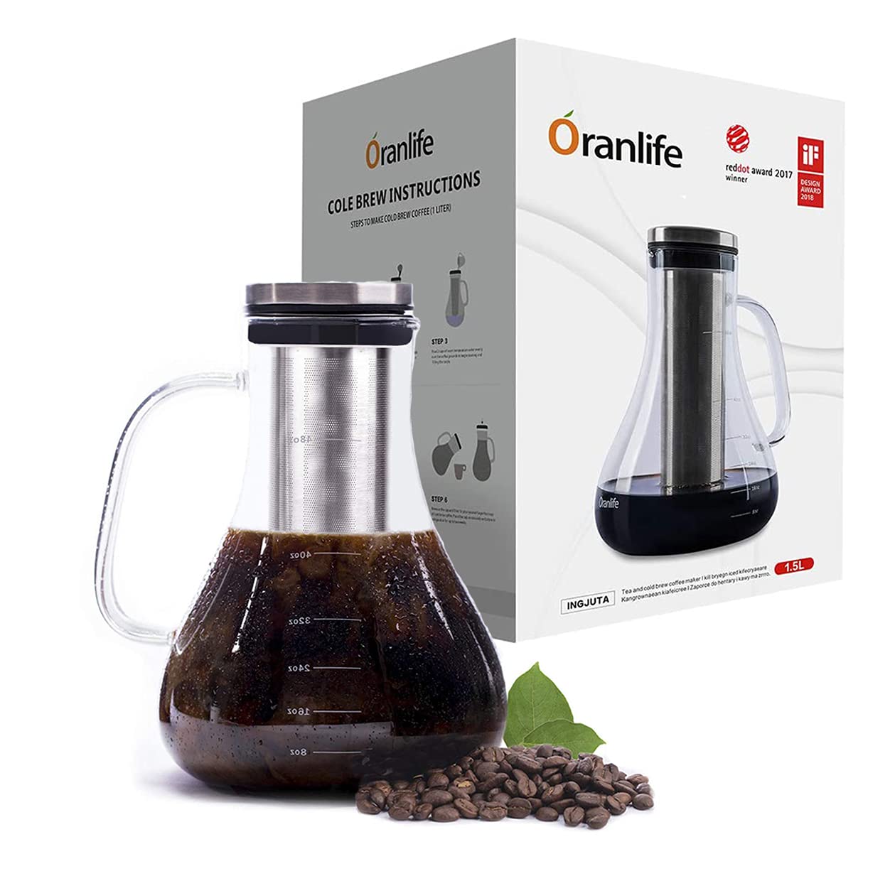 Buy Cold Brew Coffee Maker, Premium Quality Glass Carafe with Airtight