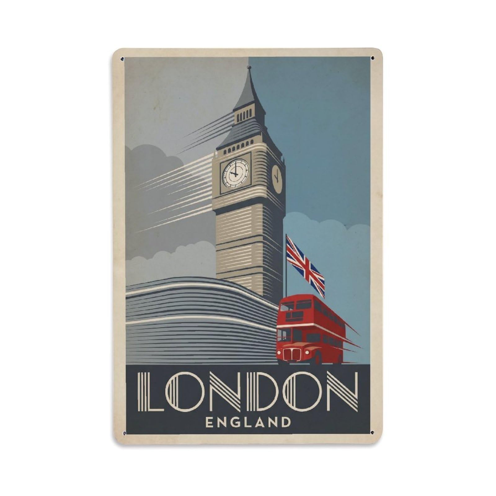 Vintage Travel England London Metal Tin Sign