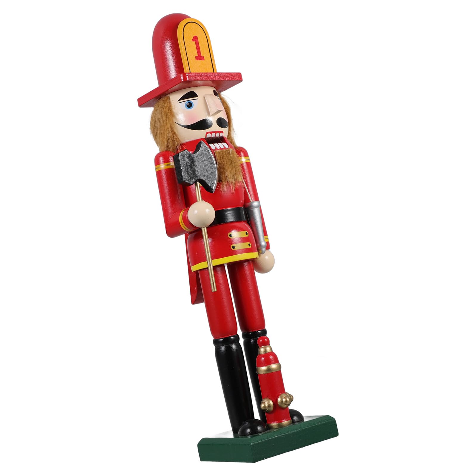 TOYANDONA Casse-Noisette Pompier Décoratif de Noël en Bois 38 CM Figurine de Table Festive Fonction Casse-Noix Présent de Fête pour Décoration Intérieure et Étagères