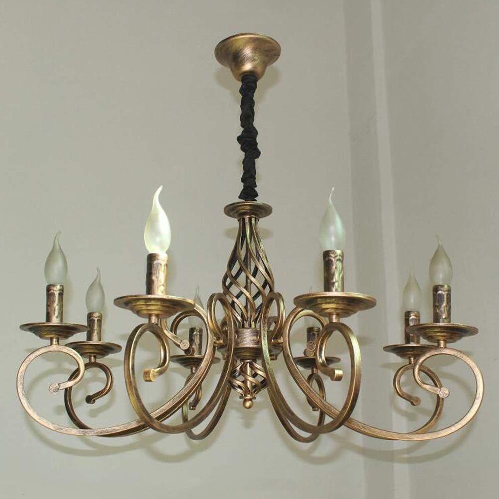 Rustikal Kerze Kronleuchter Antik Pendelleuchte Industrie Deckenleuchte Retro Metall Hängeleuchte E14 Höhenverstellbar Klassisch Hängelampe Für Wohnzimmer Esszimmer Schlafzimmer Bronze,8 flammes