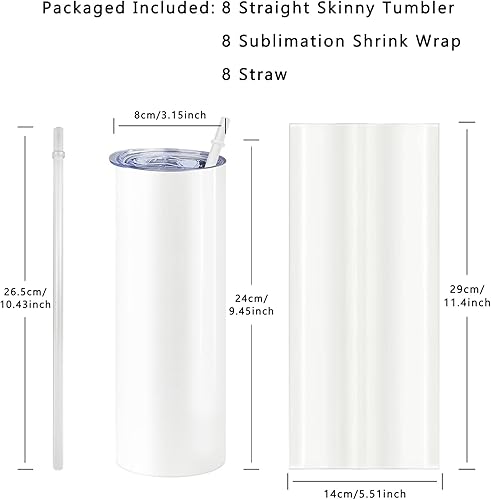 Miniatura 3 de Vasos de sublimación delgados rectos de 30 onzas, paquete de 8 unidades de acero inoxidable con aislamiento de doble pared a granel con tapas,