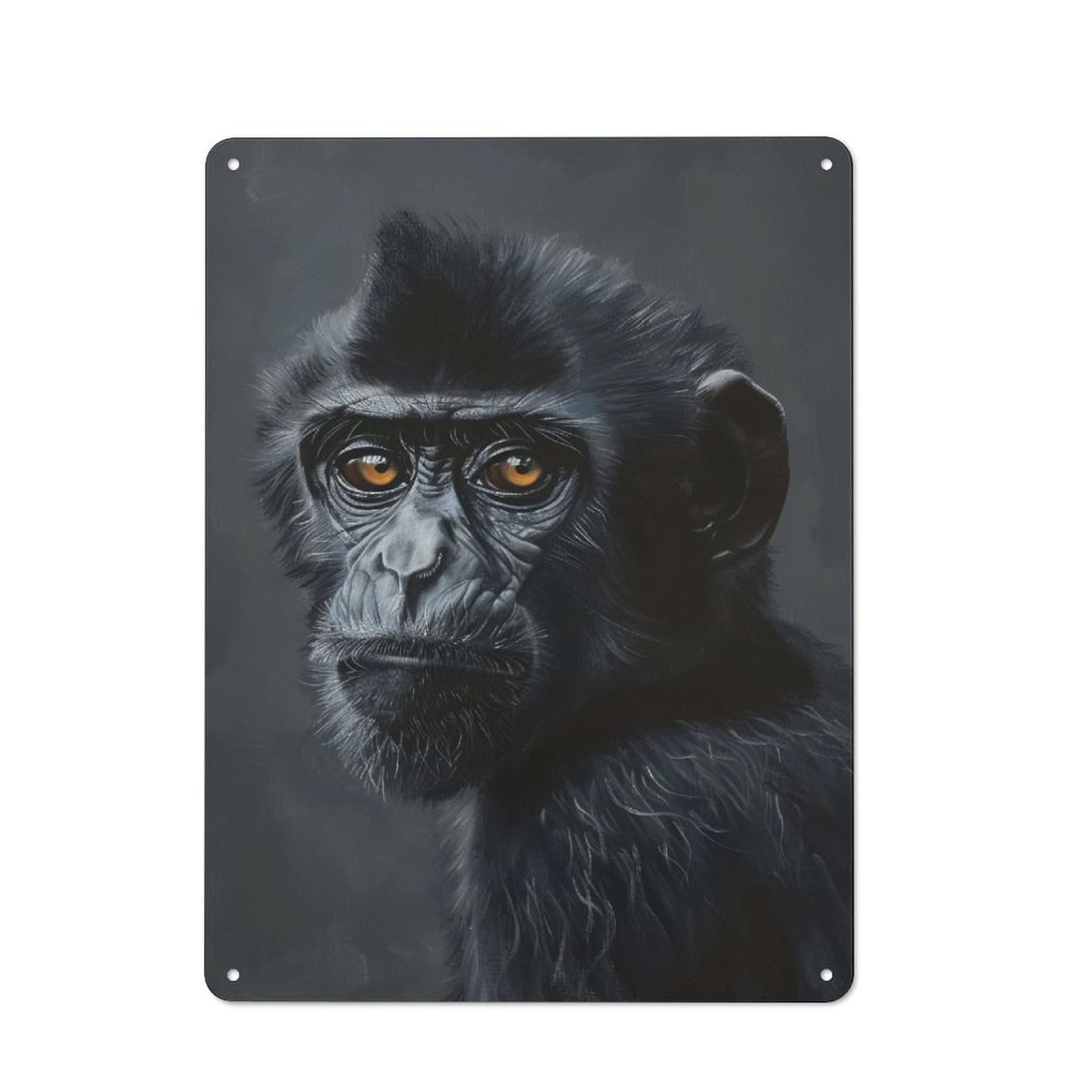 Junmoney Style-22 Black Monkey Portrait Tin Wall Plaque 40X30cm, Barn Style Rustic Kitchen Decor For Farmhouse Kitchen, Pantry Or Dining Area
