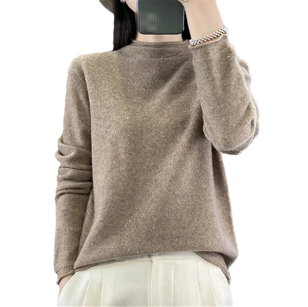 Maglione da donna in lana, con scollo rotondo, per autunno e inverno, casual, lavorato a maglia