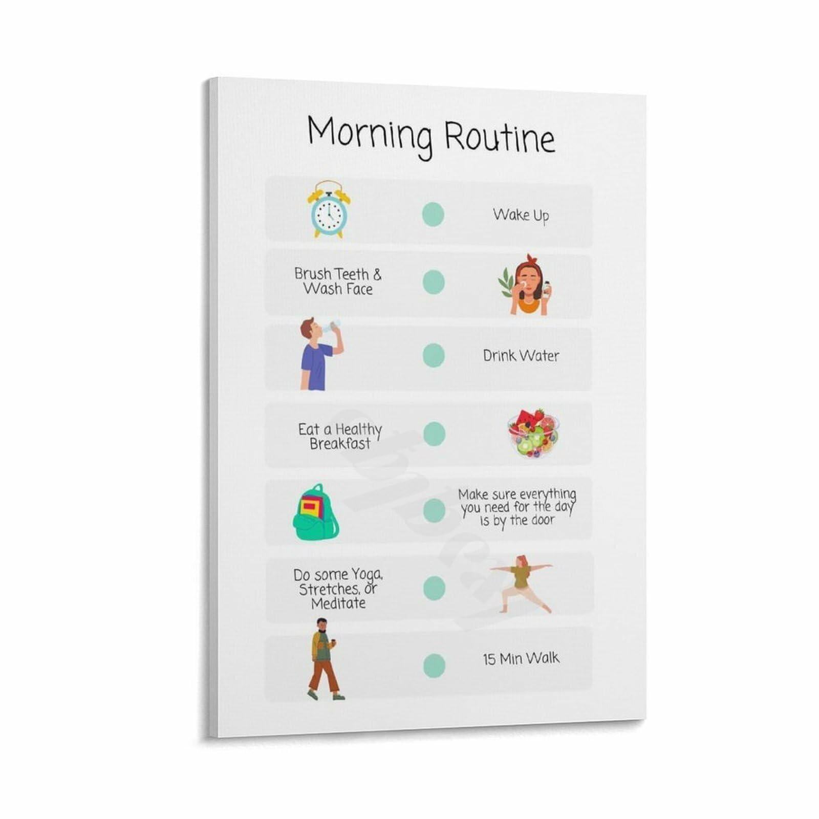 Xginerfex Framed Home Organization Poster Morning Routine Daily Checklist Planner Productivity Schedule Wall-Art For Entryway Home Office Decor(,12X18inch(30X45cm))