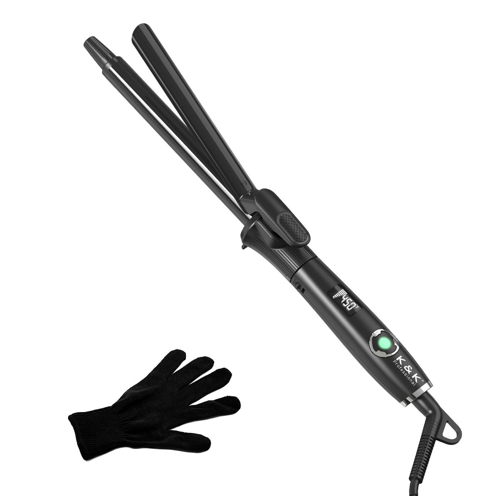 Hair Curling Wand, 19mm Ceramic Titanium Barrel, Digital Display, 50-230°C, 60 Min Auto Shut Off (19 mm)