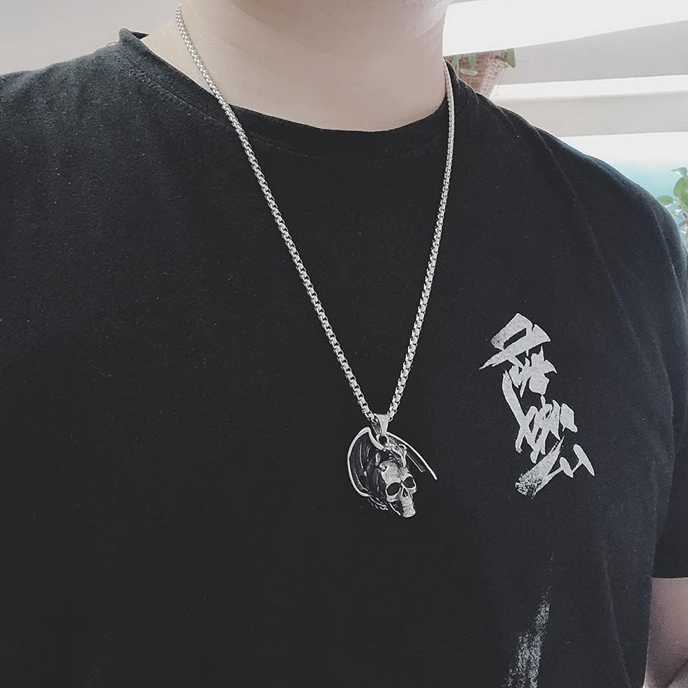 bahamut Mens Skull Dragon Cross Pendant Necklace for Men Silver Cool Goth Accessory Jewelry with Stainless Steel Chain - Image 5