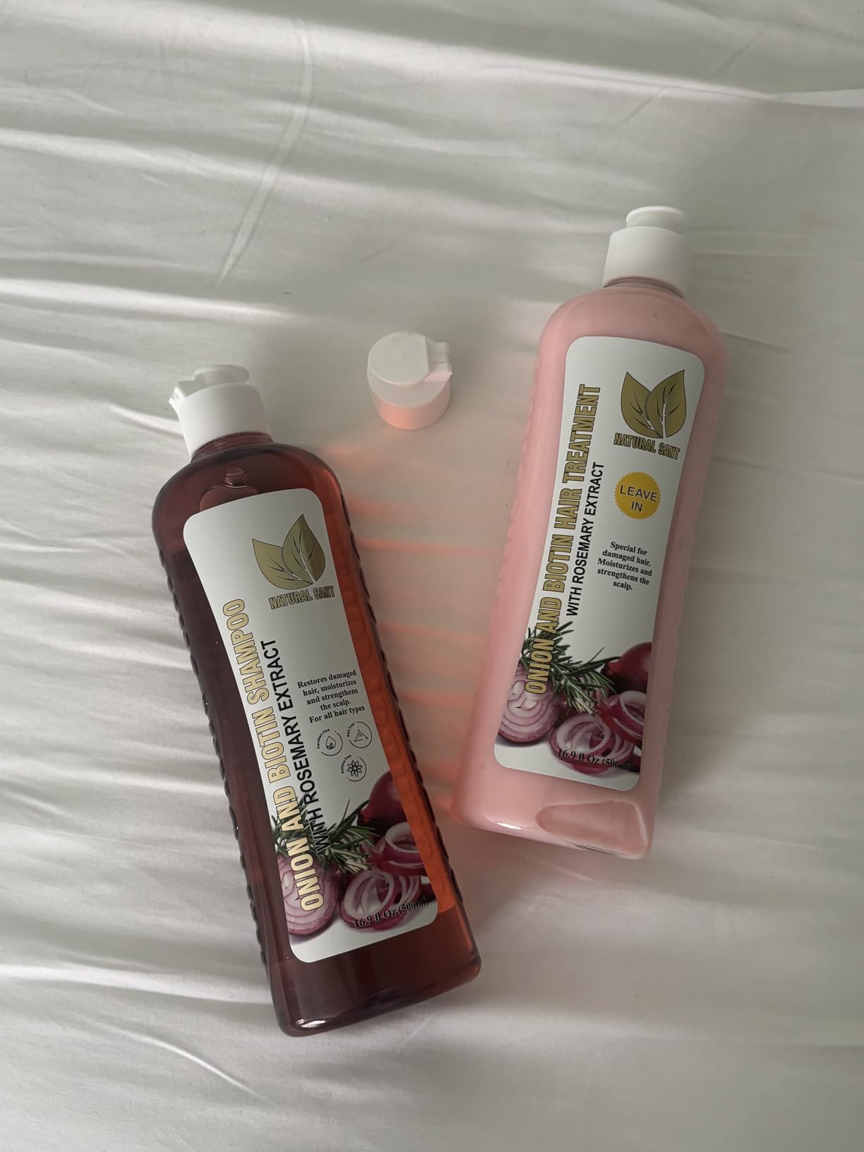 NATURAL SANT - Onion Biotin and Rosemary Shampoo & Treatment Set for Stronger, Thicker and Longer Hair - Soft and Shine, Hair Loss and Thinning, Growth Shampoo, Paraben Free, Silicone Free